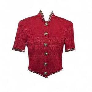 Vintage Double D Ranch Red Studded Western Bolero Jacket Cropped Blazer